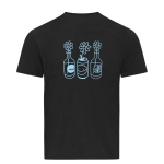 T-Shirt Noir - Happy flowers bleu pastel